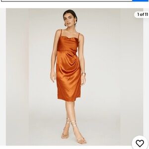 Nikasha Anthropologie Rose Tyrie Satin Midi Dress